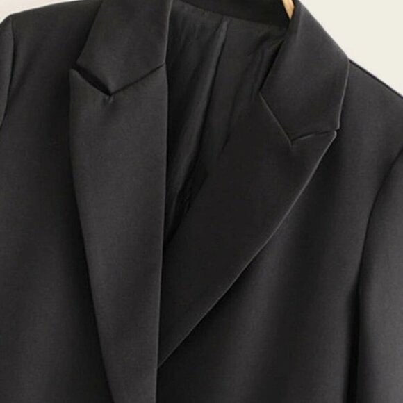 Double Breasted Lapel Neck Blazer black - Picture 16 of 16